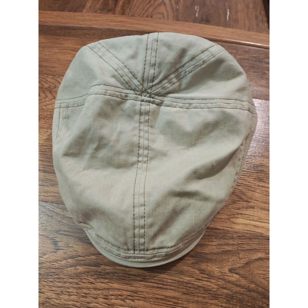 Stetson All American Newsboy Beige Canvas Flat Cap Cotton Fitted L-XL Hat Men's